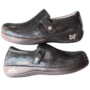 Alegria Kara Leather Comfort Shoe Oceanic Iridescent Blue Snakeskin EU 41 US 10